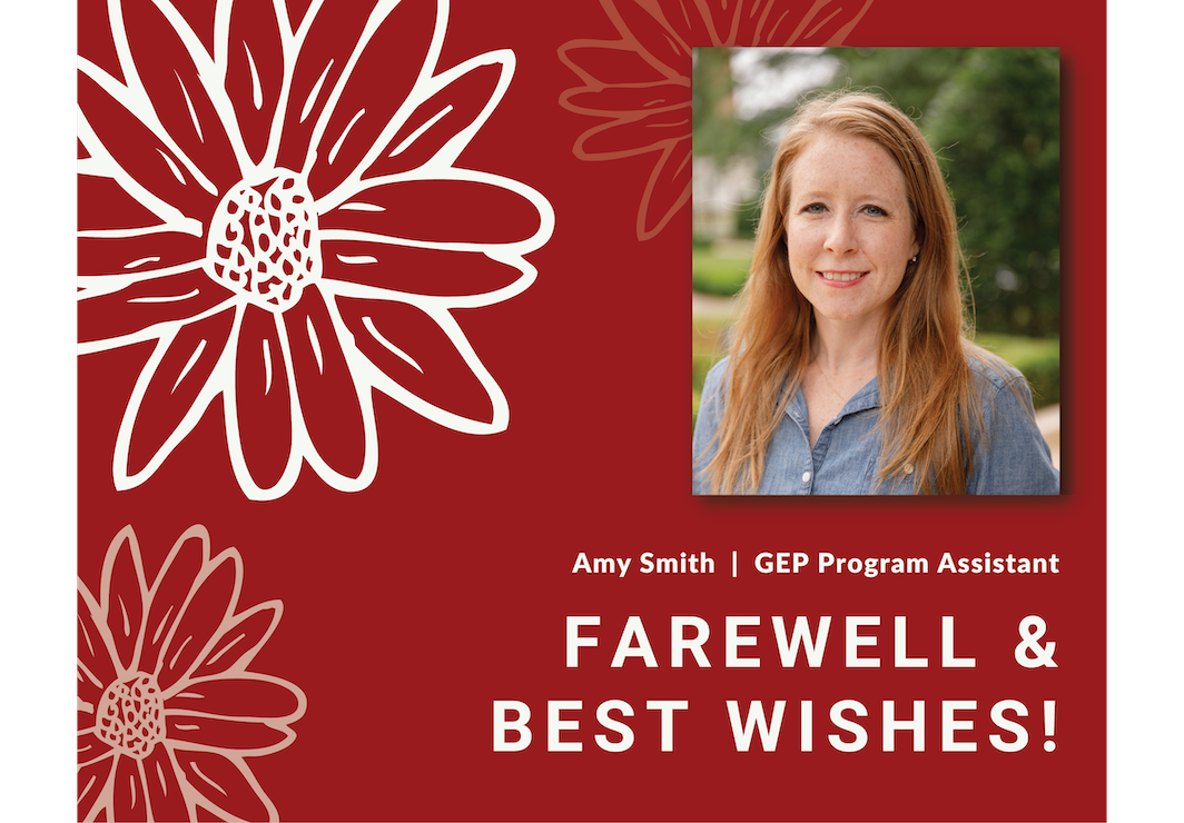 Farewell and Best Wishes to GEP Program Assistant Amy Smith