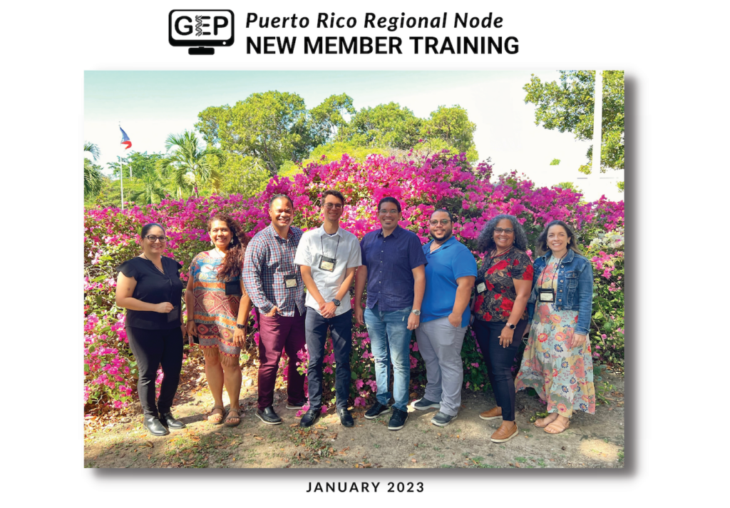 GEP Puerto Rico Regional Node New Member Training January 2023 group photo of eight trainees