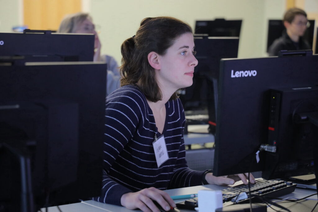 Trainee Stephanie Mathews works on computer activity